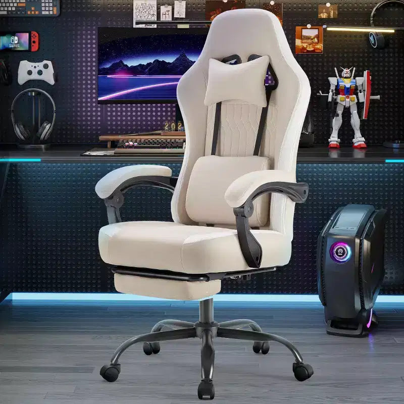 Silla de oficina ergonómica TUYOHW con reposabrazos acolchado, silla gaming con soporte lumbar, silla giratoria con ruedas para casa y oficina