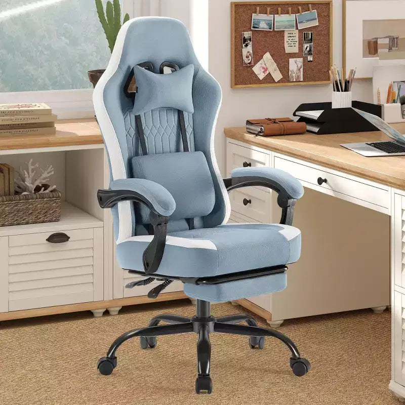 Silla de oficina ergonómica TUYOHW con reposabrazos acolchado, silla gaming con soporte lumbar, silla giratoria con ruedas para casa y oficina