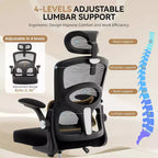 Silla de oficina ergonómica COZONY - Silla de escritorio de malla con ruedas, silla de juegos de ordenador de respaldo alto con reposacabezas ajustable, silla giratoria con ruedas para tareas