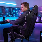 Silla Gaming Estilo Racing, Silla Ergonómica E-sports con Masaje, Cuero PU, Espuma Moldeada de Alta Densidad, Cómoda y Segura, Blanca