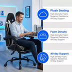 Silla Gaming Estilo Racing, Silla Ergonómica E-sports con Masaje, Cuero PU, Espuma Moldeada de Alta Densidad, Cómoda y Segura, Blanca