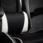 Silla Gaming Estilo Racing, Silla Ergonómica E-sports con Masaje, Cuero PU, Espuma Moldeada de Alta Densidad, Cómoda y Segura, Blanca