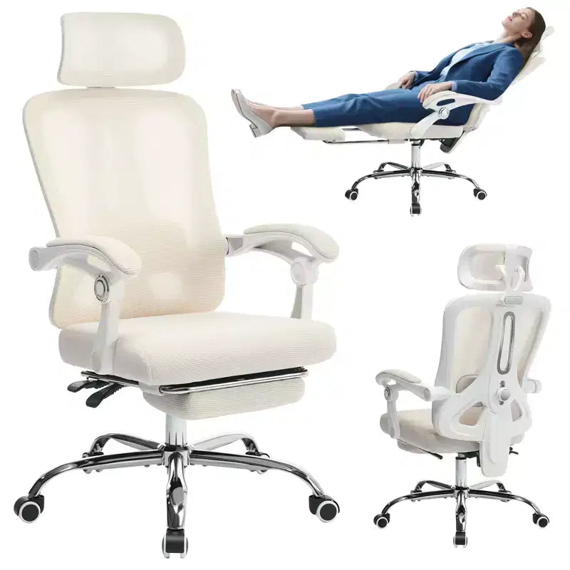 Sillón reclinable ergonómico de malla Acekool con reposapiés, soporte lumbar y reposacabezas ajustables, para oficina en casa o sala de juegos