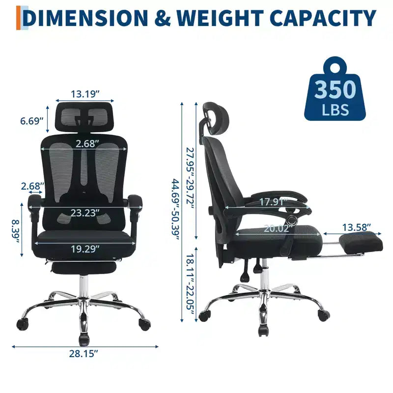 Sillón reclinable ergonómico de malla Acekool con reposapiés, soporte lumbar y reposacabezas ajustables, para oficina en casa o sala de juegos