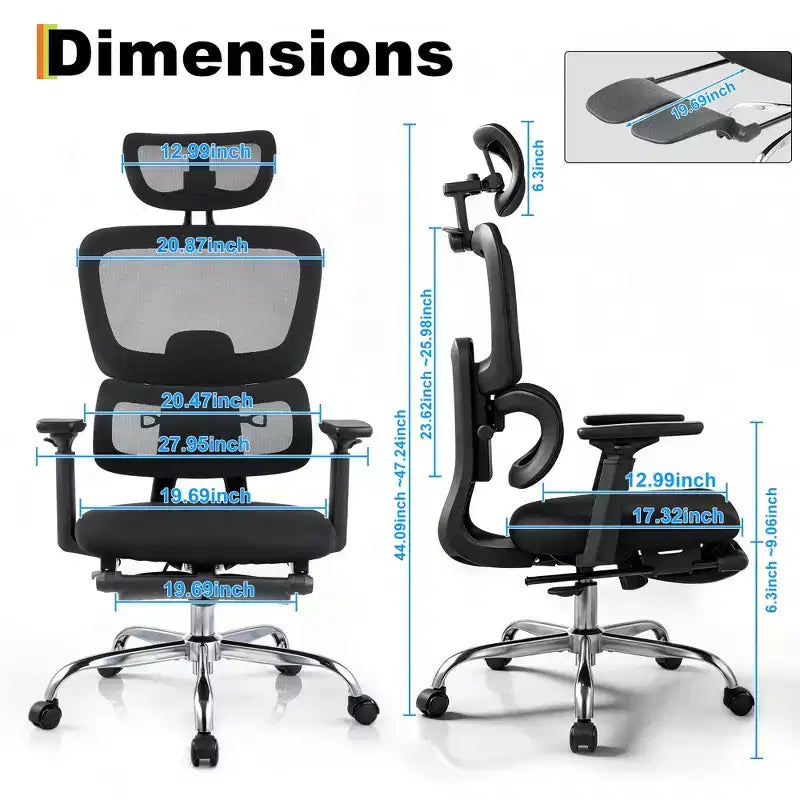 Silla de oficina ergonómica de malla de alta resistencia para videojuegos, con respaldo alto, reposabrazos abatibles 4D, reposacabezas y soporte lumbar ajustables, capacidad de 181 kg