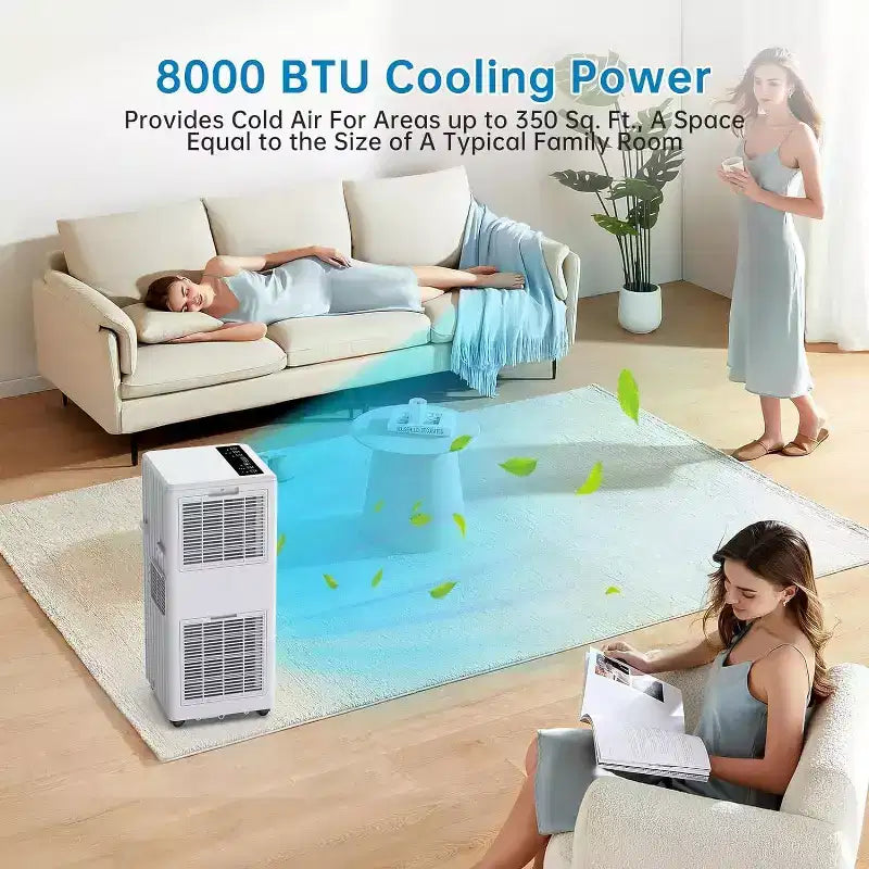Acekool Aire acondicionado portátil de 8000 BTU, 3 en 1, con ventilador y deshumidificador, modo de reposo, enfría habitaciones de hasta 23 metros cuadrados