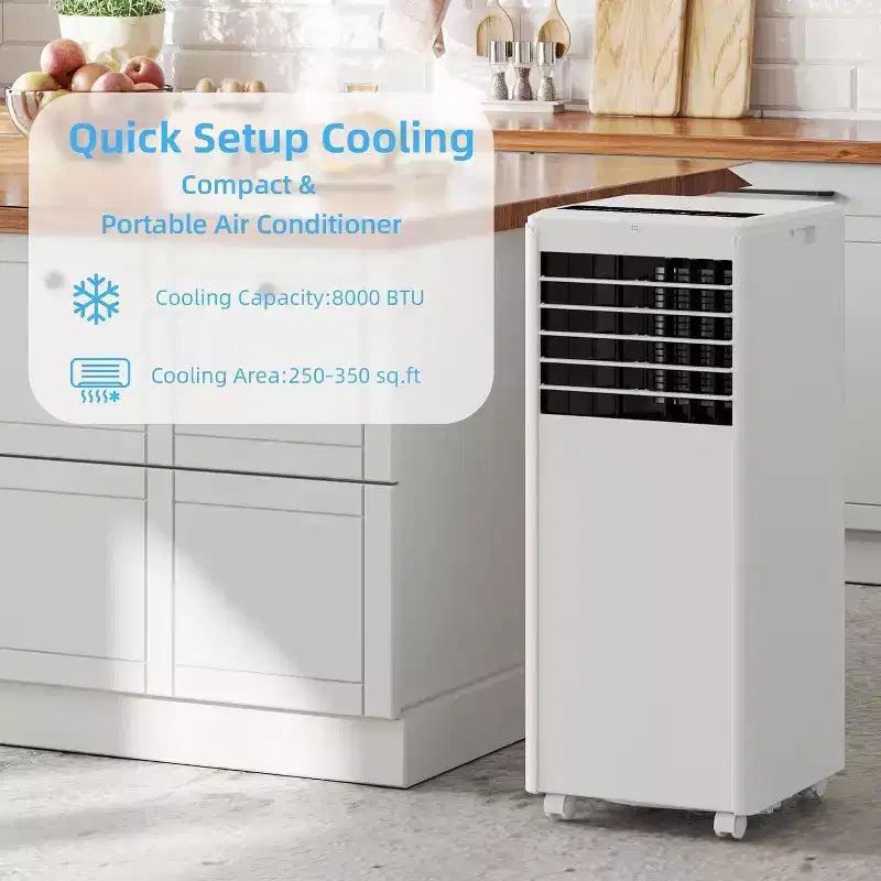 Acekool Aire acondicionado portátil de 8000 BTU, 3 en 1, con ventilador y deshumidificador, modo de reposo, enfría habitaciones de hasta 23 metros cuadrados