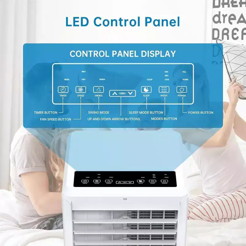 Acekool Aire acondicionado portátil de 8000 BTU, 3 en 1, con ventilador y deshumidificador, modo de reposo, enfría habitaciones de hasta 23 metros cuadrados