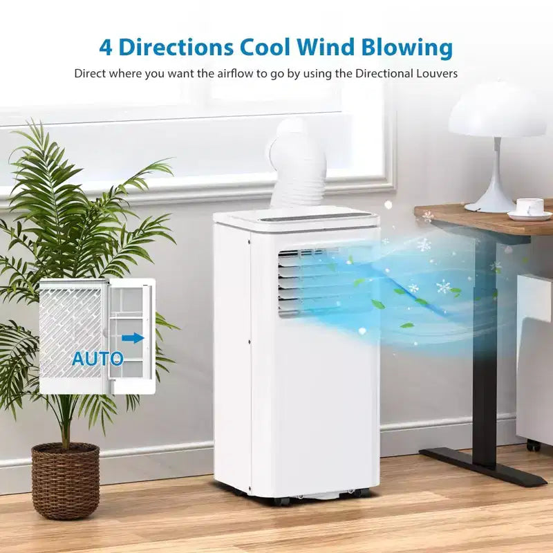 Acekool Aire Acondicionado Portátil de 8,000 BTU, Ventilador Enfriador y Deshumidificador 3 en 1, Modo Noche, Temporizador de 24 Horas, Control Remoto para Habitaciones de hasta 32.5 m²