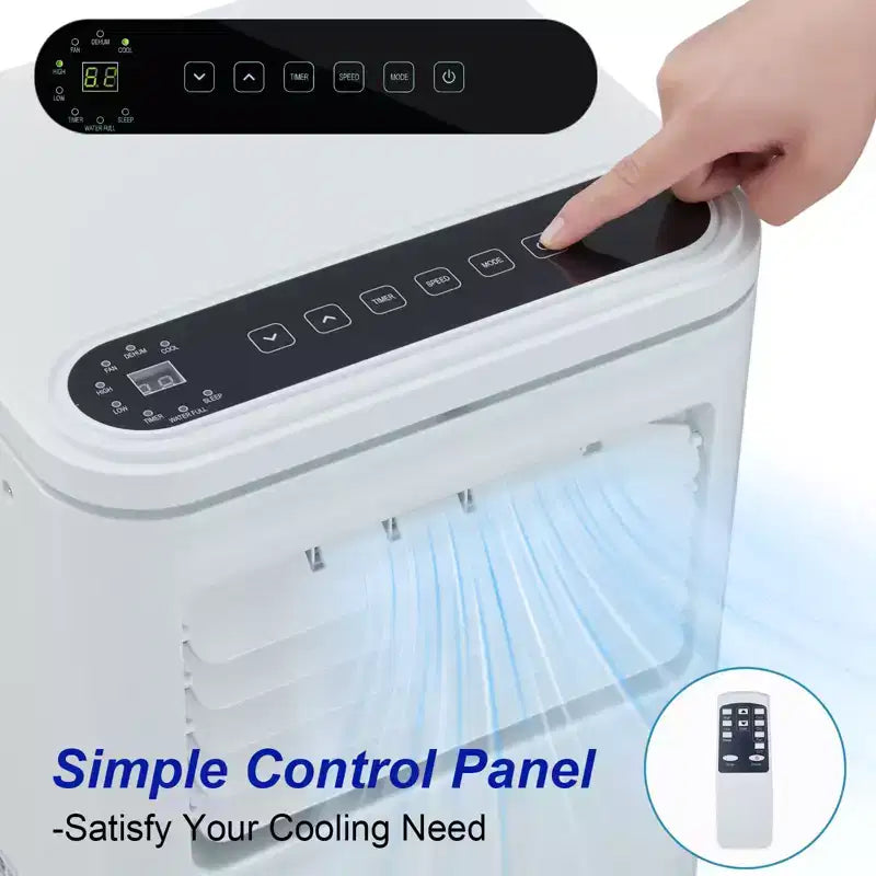 Acondicionador de aire portátil Acekool de 10,000 BTU, ventilador y deshumidificador 3 en 1, silencioso con control remoto, temporizador, kit de ventana para habitaciones de hasta 450 pies cuadrados