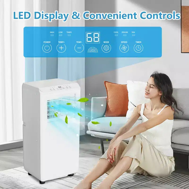 Acekool Aire Acondicionado Portátil de 8,000 BTU, Ventilador Refrigerador Deshumidificador 3 en 1, AC Silencioso con Control Remoto, Temporizador, Kit para Ventana para Habitaciones de hasta 32.5 m²