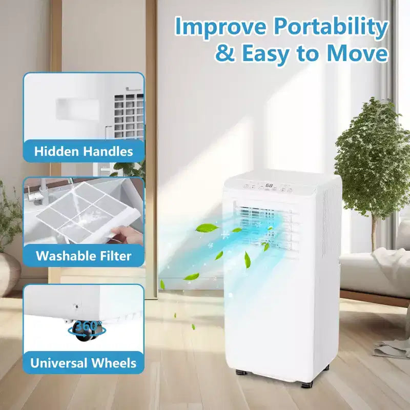 Acekool Aire Acondicionado Portátil de 8,000 BTU, Ventilador Refrigerador Deshumidificador 3 en 1, AC Silencioso con Control Remoto, Temporizador, Kit para Ventana para Habitaciones de hasta 32.5 m²