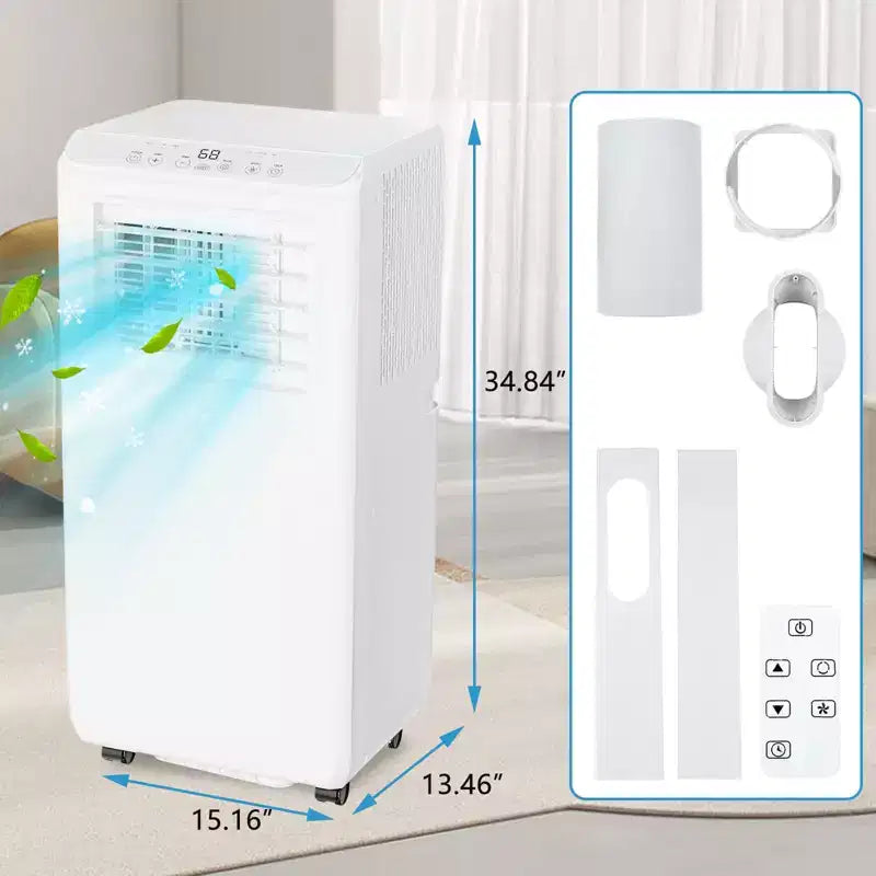 Acekool Aire Acondicionado Portátil de 8,000 BTU, Ventilador Refrigerador Deshumidificador 3 en 1, AC Silencioso con Control Remoto, Temporizador, Kit para Ventana para Habitaciones de hasta 32.5 m²