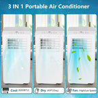 Acekool Aire Acondicionado Portátil de 8,000 BTU, Ventilador Refrigerador Deshumidificador 3 en 1, AC Silencioso con Control Remoto, Temporizador, Kit para Ventana para Habitaciones de hasta 32.5 m²
