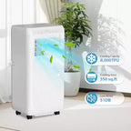 Acekool Aire Acondicionado Portátil de 8,000 BTU, Ventilador Enfriador y Deshumidificador 3 en 1, Control Remoto, Temporizador de 24 Horas para Habitaciones de hasta 32.5 m²
