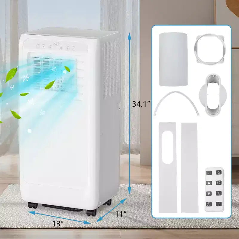 Acekool Aire Acondicionado Portátil de 8,000 BTU, Ventilador Enfriador y Deshumidificador 3 en 1, Control Remoto, Temporizador de 24 Horas para Habitaciones de hasta 32.5 m²