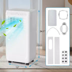 Acekool Aire Acondicionado Portátil de 8,000 BTU, Ventilador Enfriador y Deshumidificador 3 en 1, Control Remoto, Temporizador de 24 Horas para Habitaciones de hasta 32.5 m²