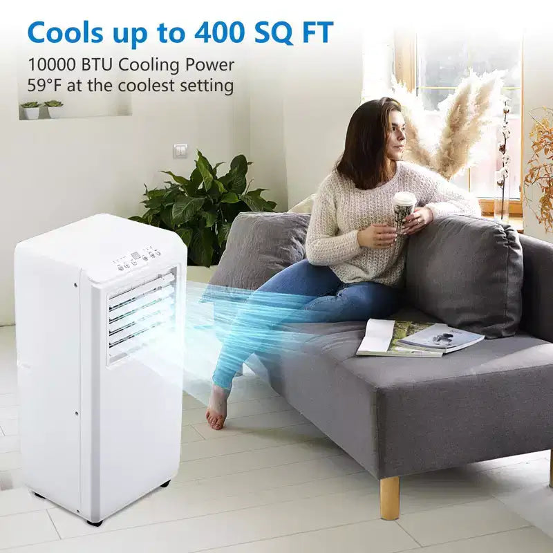 Acekool Aire Acondicionado Portátil de 10.000 BTU, Deshumidificador y Ventilador 3 en 1, Control Remoto, Temporizador de 24H, Kit de Ventana para Habitaciones de hasta 42 m²
