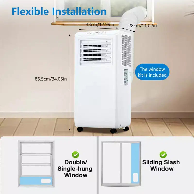 Acekool Aire Acondicionado Portátil de 10.000 BTU, Deshumidificador y Ventilador 3 en 1, Control Remoto, Temporizador de 24H, Kit de Ventana para Habitaciones de hasta 42 m²