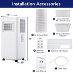 Acekool Aire Acondicionado Portátil de 10.000 BTU, Ventilador Refrigerador Deshumidificador 3 en 1, Temporizador de 24H, AC Fácil de Mover para Habitaciones de hasta 450 Pies Cuadrados