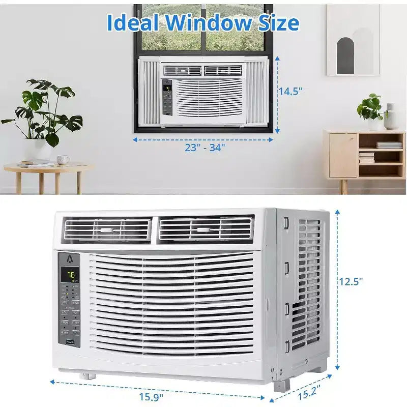 Aire acondicionado de ventana Acekool de 6,000 BTU, con Wi-Fi inteligente y control remoto, enfriamiento silencioso para habitaciones de hasta 23 metros cuadrados