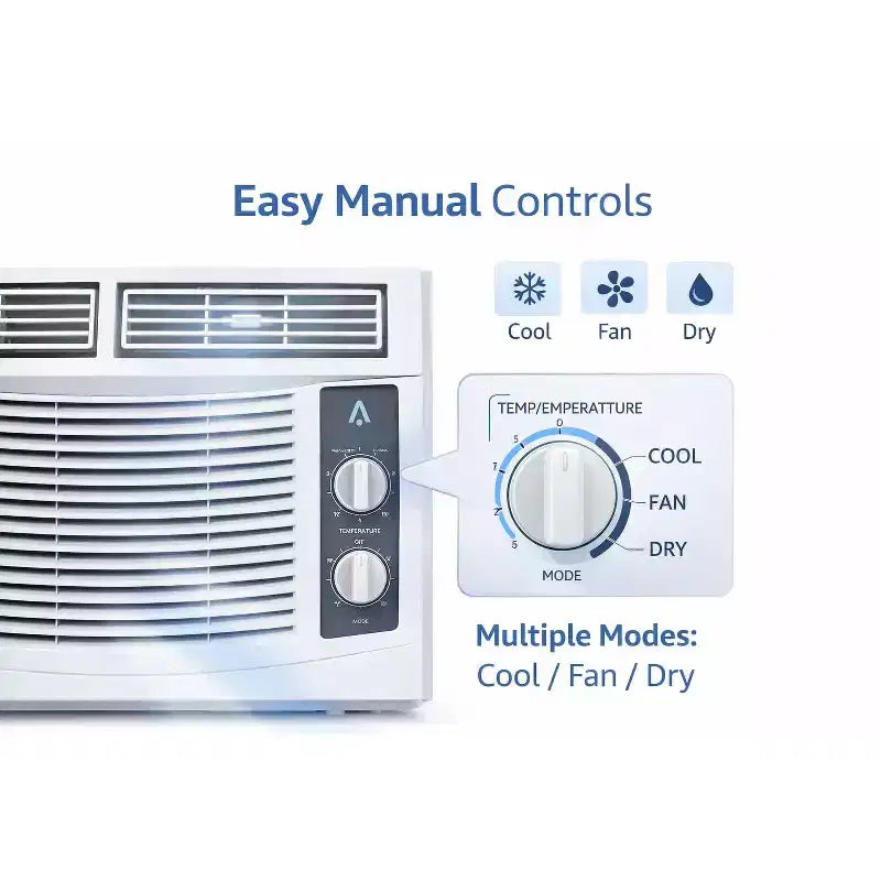 Aire acondicionado de ventana Acekool de 5,000 BTU, aire acondicionado de ventana de enfriamiento rápido con control remoto, temporizador, enfriamiento silencioso de habitaciones pequeñas de hasta 300 pies cuadrados