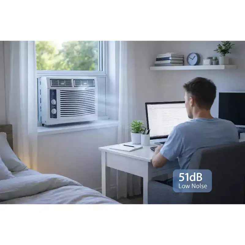 Aire acondicionado de ventana Acekool de 5,000 BTU, aire acondicionado de ventana de enfriamiento rápido con control remoto, temporizador, enfriamiento silencioso de habitaciones pequeñas de hasta 300 pies cuadrados