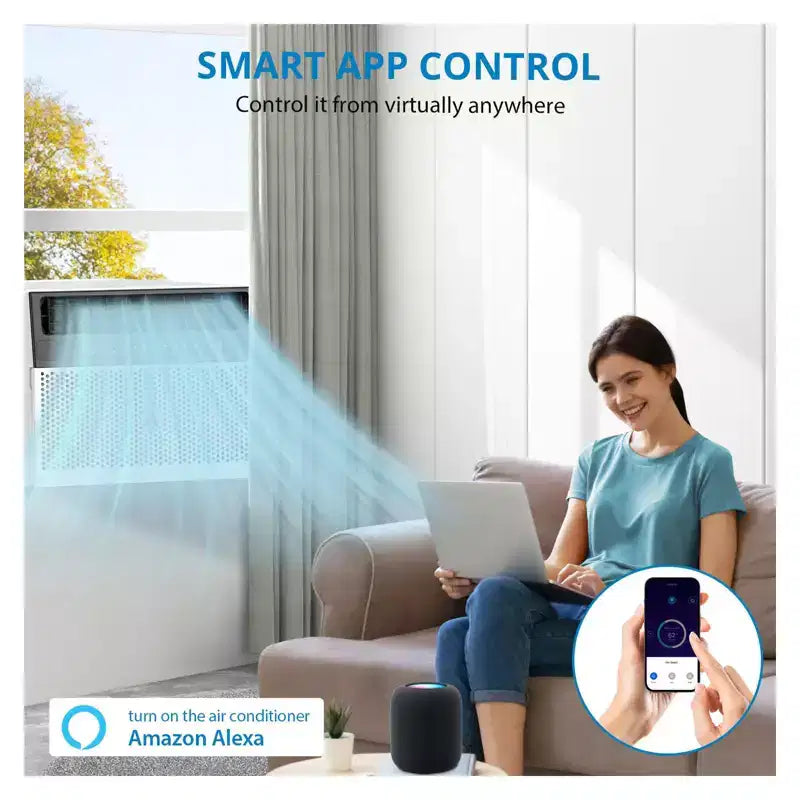 Acekool Aire Acondicionado Inteligente para Ventana de 6,000 BTU, AC de Habitación con Wi-Fi y Control Remoto, Enfriamiento Silencioso para Habitaciones de hasta 23 Metros Cuadrados