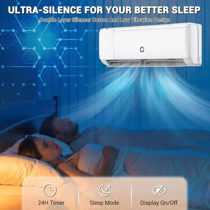 Acekool Aire Acondicionado y Calefactor Mini Split de 9.000 BTU, Bomba de Calor sin Ductos AC de 20 SEER2, Control WiFi, Enfría Habitaciones de hasta 450 Pies Cuadrados