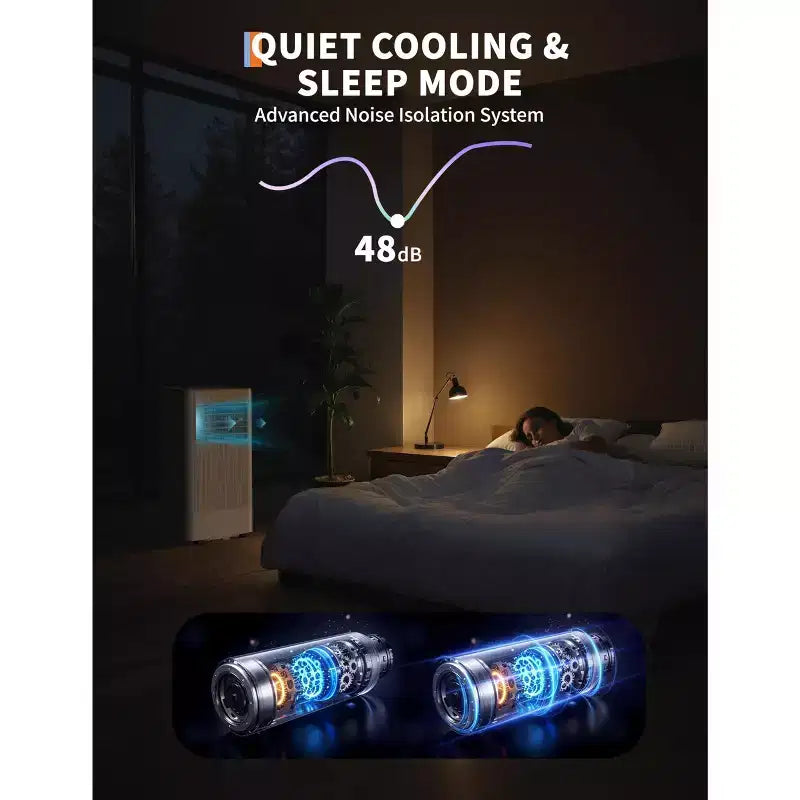 Aire acondicionado portátil silencioso de 7000 BTU, 3 en 1 AC/ventilador/deshumidificador con control remoto, temporizador de 24 horas y modo de suspensión, enfría habitaciones de hasta 42 metros cuadrados