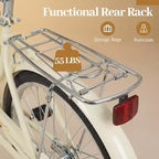 Bicicleta de paseo Gymax de 24 pulgadas con asiento ajustable, cesta de mimbre y portabultos trasero para ciudad