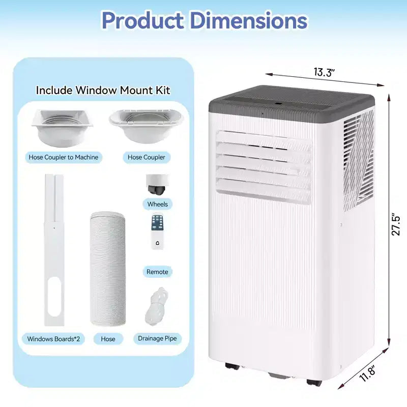 Acondicionador de aire portátil de 10000 BTU con calefactor, 3 en 1, refrigeración, aire acondicionado portátil