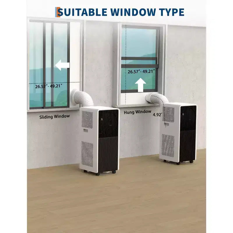 Aire Acondicionado Portátil sin Drenaje de 14,000 BTU para Interiores, Unidad de Aire Acondicionado 3 en 1 para Dormitorio de 225-300 Pies Cuadrados