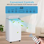 Acondicionador de aire portátil de 14,000 BTU con deshumidificador incorporado - Unidad de CA portátil para habitaciones de hasta 70 m², control remoto, kit de escape para montaje en ventana