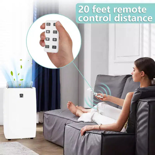 Acondicionador de aire portátil 3 en 1 de 12 000 BTU, modos de enfriamiento, deshumidificación y ventilador para habitaciones de hasta 51 m², con temporizador de 24 horas y control remoto