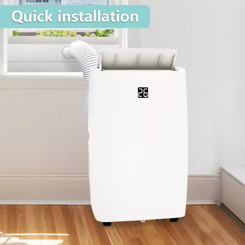Acondicionador de aire portátil 3 en 1 de 12 000 BTU, modos de enfriamiento, deshumidificación y ventilador para habitaciones de hasta 51 m², con temporizador de 24 horas y control remoto