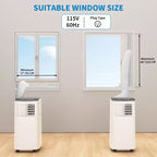 Acondicionador de aire portátil de 8000 BTU - Enfría 32,5 m² Ventilador deshumidificador de CA portátil 3 en 1