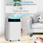 Aire acondicionado portátil de 14,000 BTU, 3 en 1 (refrigeración, deshumidificación, ventilador) para habitaciones grandes de hasta 70 m². Ultra silencioso con control remoto y temporizador