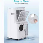 Aire acondicionado portátil 3 en 1 de 12 000 BTU enfría y deshumidifica hasta 70 m² con control remoto, modo de suspensión, temporizador y kit de instalación. Ideal para dormitorios, oficinas, hogares.