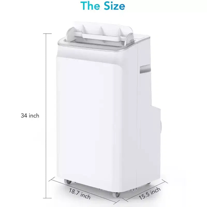 Aire acondicionado portátil 3 en 1 de 12 000 BTU enfría y deshumidifica hasta 70 m² con control remoto, modo de suspensión, temporizador y kit de instalación. Ideal para dormitorios, oficinas, hogares.