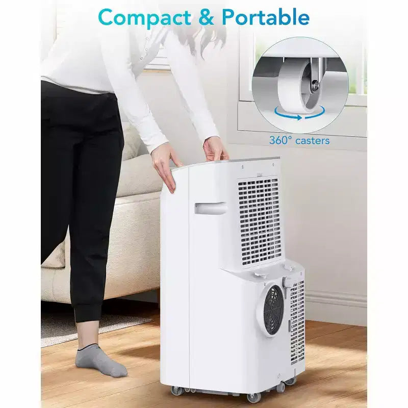 Aire acondicionado portátil 3 en 1 de 12 000 BTU enfría y deshumidifica hasta 70 m² con control remoto, modo de suspensión, temporizador y kit de instalación. Ideal para dormitorios, oficinas, hogares.