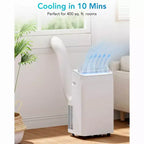 Aire acondicionado portátil 3 en 1 de 12 000 BTU enfría y deshumidifica hasta 70 m² con control remoto, modo de suspensión, temporizador y kit de instalación. Ideal para dormitorios, oficinas, hogares.