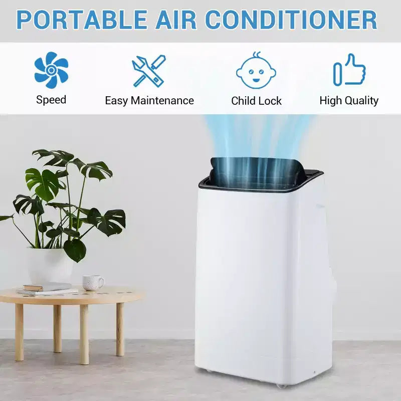 Aire Acondicionado Portátil Silencioso de 14.000 BTU: 3 en 1, Refrigeración, Deshumidificador y Ventilador para Habitaciones Grandes de Hasta 70 m². Incluye Mando a Distancia, Modo de Reposo y Temporizador de 24 Horas
