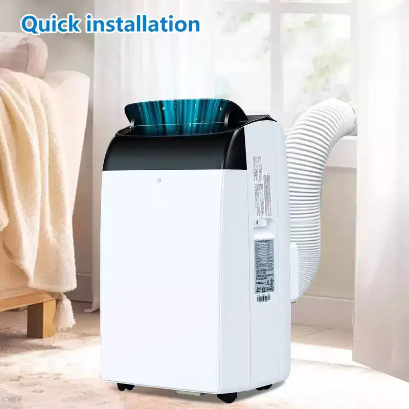 Aire Acondicionado Portátil Pequeño e Inteligente: 12K BTU, Enfriamiento 3 en 1 para Habitaciones de 550 Pies Cuadrados con Control Remoto LCD. Cuenta con Modos Ventilador y Deshumidificador en Blanco