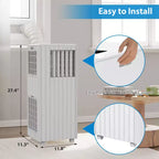 Aire Acondicionado Portátil de Pie 3 en 1, 8,000 BTU, Blanco. Enfría 350 pies cuadrados con deshumidificador, ventilador y control remoto.