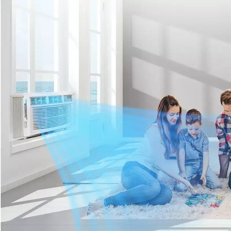 Aire Acondicionado de Ventana de 8000BTU con Control Remoto, Control por Aplicación, Apertura de Ventana Flexible, 3 Velocidades de Enfriamiento y Ventilador