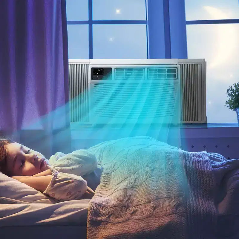 Aire Acondicionado de Ventana de 8000BTU con Control Remoto, Control por Aplicación, Apertura de Ventana Flexible, 3 Velocidades de Enfriamiento y Ventilador