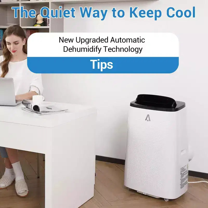 Acekool Aire Acondicionado Portátil Inteligente de 15000 BTU, AC Interior 5 en 1, Control Remoto, Silencioso, Hasta 850 Sq Ft, para Dormitorio u Oficina, Tapa Negra