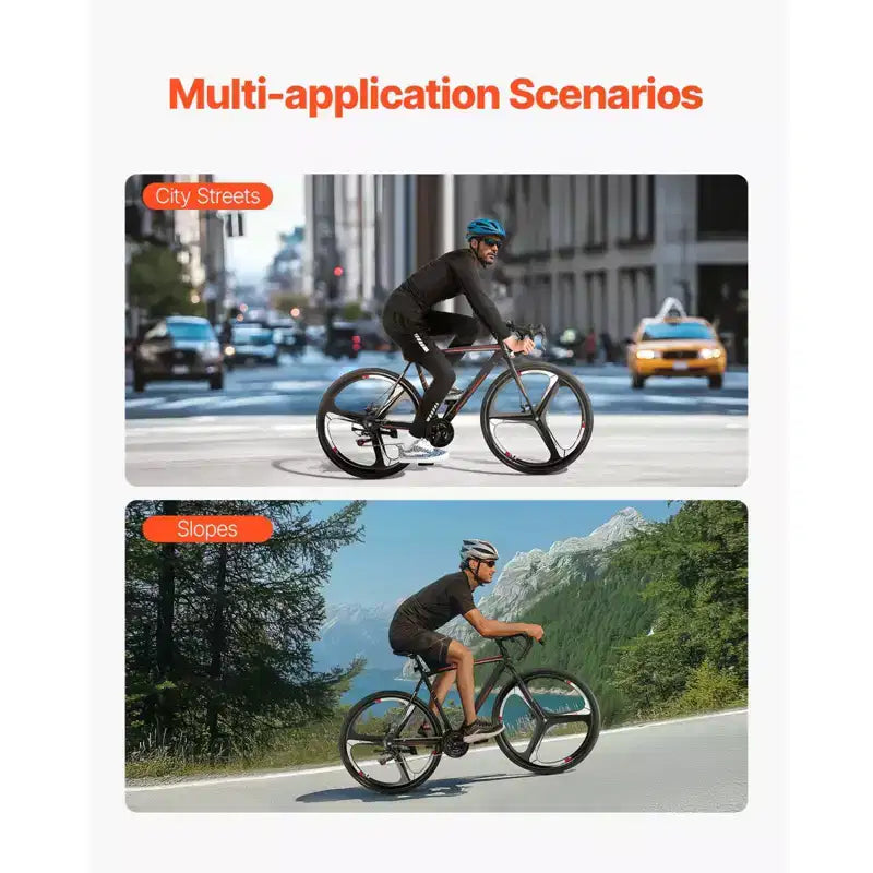 Bicicleta de carretera de carreras NAYSAYE 700C con 21 velocidades, cuadro de acero al carbono y frenos de disco para desplazamientos urbanos, negra, 53.74*8.27*29.13