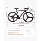 Bicicleta de carretera de carreras NAYSAYE 700C con 21 velocidades, cuadro de acero al carbono y frenos de disco para desplazamientos urbanos, negra, 53.74*8.27*29.13